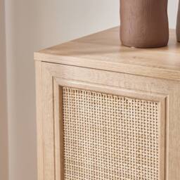 sweeek Sideboard With Bottle Holder Wickerwork & Wooden Decor in Light Brown - thumbnail 4