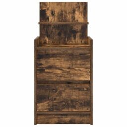 Berkfield Home Bedside Cabinet with 2 Drawers Smoked Oak 38x34x80 cm in Brown - Size: 38 x 34 x 80 cm - thumbnail 6
