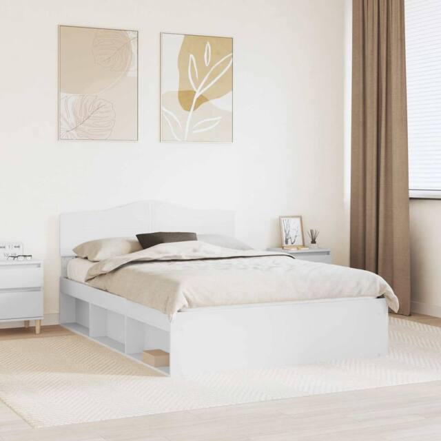 Berkfield Home Bed Frame with Headboard White 140 x 190 cm Solid Pine Wood - image 1