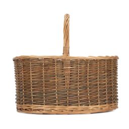 Red Hamper Wicker Country Oval Shopping Basket in Natural - Size: Large - thumbnail 3