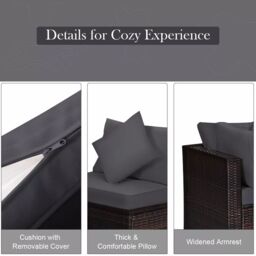 Costway 4-Piece Patio Furniture Set Outdoor Rattan Wicker Sofa & Ottoman Set in Grey - thumbnail 6