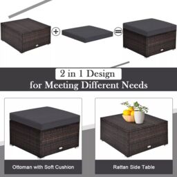 Costway 4-Piece Patio Furniture Set Outdoor Rattan Wicker Sofa & Ottoman Set in Grey - thumbnail 4