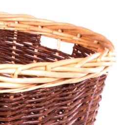 Red Hamper Wicker Round Rustic Log Basket in Brown - thumbnail 2