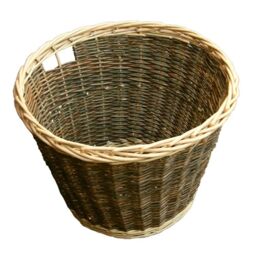 Red Hamper Wicker Round Rustic Log Basket in Brown - thumbnail 1