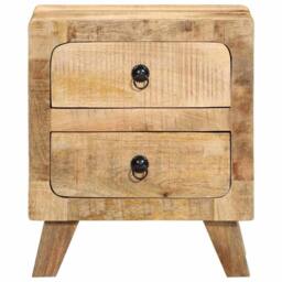 Berkfield Home Bedside Cabinet 2 pcs 40x32x46 cm Solid Wood Rough Mango in Brown - Size: 40 x 32 x 46 cm - thumbnail 1