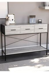 Home Discount Vida Designs Brooklyn 3 Drawer Console Table Storage Organizer 740 x 1000 x 340 mm in Grey - thumbnail 1