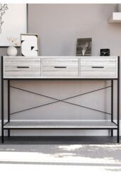 Home Discount Vida Designs Brooklyn 3 Drawer Console Table Storage Organizer 740 x 1000 x 340 mm in Grey - thumbnail 3