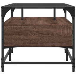 Berkfield Home Coffee Table with Glass Top Brown Oak 98.5x50x45 cm Steel - thumbnail 5