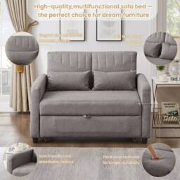 BTM 2 Seater Sofa Bed Pull Out Adjustable Backrest Convertible Sofa in Dark Grey - thumbnail 3