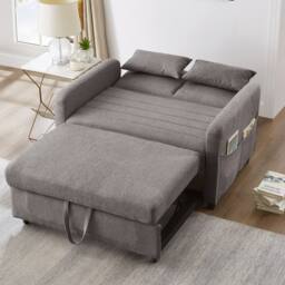 BTM 2 Seater Sofa Bed Pull Out Adjustable Backrest Convertible Sofa in Dark Grey - thumbnail 2