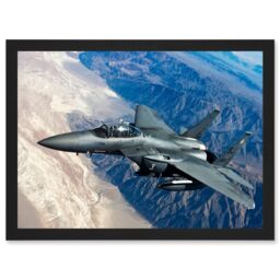 Artery8 Clashman Military US Airforce F-15 Strike Eagle Fighter Photo Artwork Framed Wall Art Print A4 in Black - thumbnail 1