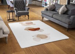 Benjamin Tate Design Ivory, Beige Watercolor Illustration & Gold Elements Designer Rug in Natural - Size: Large - thumbnail 2