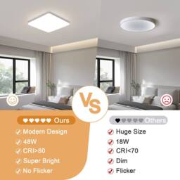 Goeco Square LED Ceiling Light 43W IP44 4500K for Bathroom Living Room 30cm in White - thumbnail 9