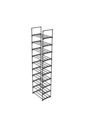 H&O Direct 10 Tier Metal Sturdy Shoe Rack Narrow Tall Shelf Organizer in Black - thumbnail 3