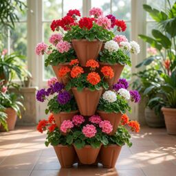 simpa Stackable Tri-Pot Plastic Strawberry Planters 6PC in Terracotta - thumbnail 4