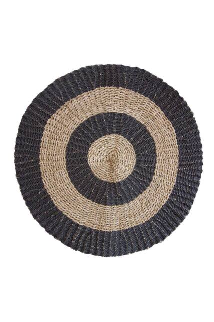 KDMD Round Seagrass Mat in Black & Tan - Circular Pattern, 1m - Size: Medium - image 1