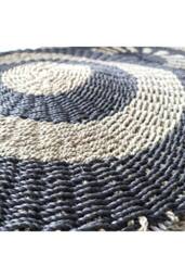 KDMD Round Seagrass Mat in Black & Tan - Circular Pattern, 1m - Size: Medium - thumbnail 3