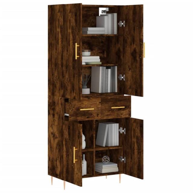 Berkfield Home Highboard Smoked Oak 69.5x34x180 cm Engineered Wood in Brown - image 1