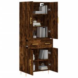 Berkfield Home Highboard Smoked Oak 69.5x34x180 cm Engineered Wood in Brown - thumbnail 1