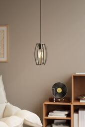 Living and Home Single-Light Black Iron Pendant Light