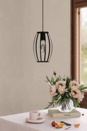 Living and Home Single-Light Black Iron Pendant Light - thumbnail 2