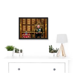 Artery8 King Charles III Third of England Scotland United Kingdom with Crown of Queen Elizabeth II Photo Artwork Framed Wall Art Print A4 in Black - thumbnail 2