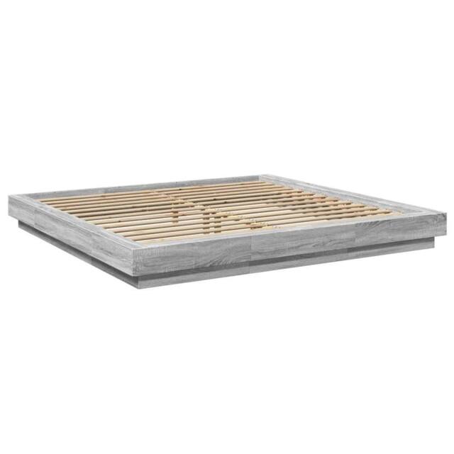 Berkfield Home Durable Bed Frame with LED Lights without Mattress Grey Sonoma 20 - image 1