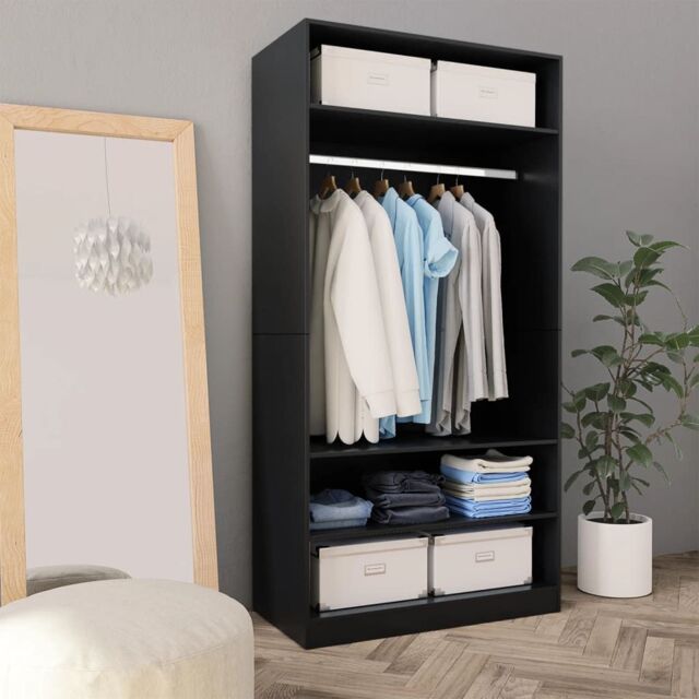 Berkfield Home Wardrobe Black 100x50x200 cm Engineered Wood - Size: 100 x 50 x 200 cm - image 1
