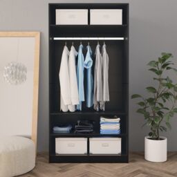 Berkfield Home Wardrobe Black 100x50x200 cm Engineered Wood - Size: 100 x 50 x 200 cm - thumbnail 3