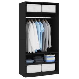 Berkfield Home Wardrobe Black 100x50x200 cm Engineered Wood - Size: 100 x 50 x 200 cm - thumbnail 4