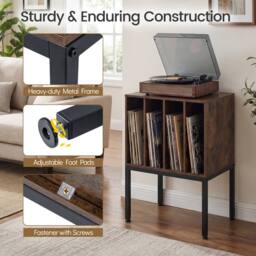 Costway Record Player Stand Turntable Stand w/Vinyl Storage Shelves in Brown - thumbnail 9