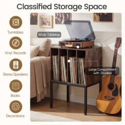 Costway Record Player Stand Turntable Stand w/Vinyl Storage Shelves in Brown - thumbnail 6
