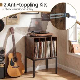 Costway Record Player Stand Turntable Stand w/Vinyl Storage Shelves in Brown - thumbnail 8