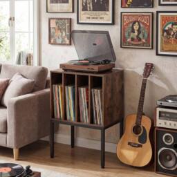 Costway Record Player Stand Turntable Stand w/Vinyl Storage Shelves in Brown - thumbnail 3