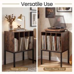 Costway Record Player Stand Turntable Stand w/Vinyl Storage Shelves in Brown - thumbnail 5