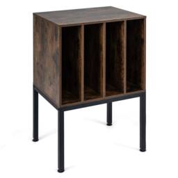 Costway Record Player Stand Turntable Stand w/Vinyl Storage Shelves in Brown - thumbnail 4