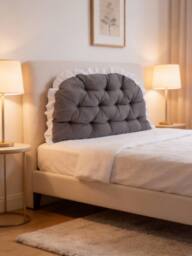 Living and Home Ruffled Tufted Princess-Style Bed Backrest Pillow in Dark Grey - Size: 50 cm x 100 cm - thumbnail 1