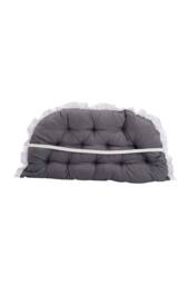 Living and Home Ruffled Tufted Princess-Style Bed Backrest Pillow in Dark Grey - Size: 50 cm x 100 cm - thumbnail 4