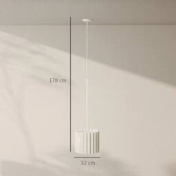Havendro Linen Pendant Light, E27 Lampshade for Living Room, Bedroom, White - thumbnail 2