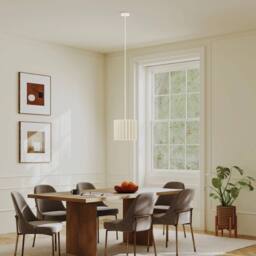 Havendro Linen Pendant Light, E27 Lampshade for Living Room, Bedroom, White - thumbnail 4