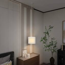 Havendro Linen Pendant Light, E27 Lampshade for Living Room, Bedroom, White - thumbnail 5