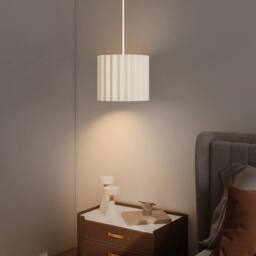 Havendro Linen Pendant Light, E27 Lampshade for Living Room, Bedroom, White - thumbnail 3