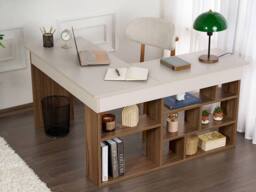 Vente-unique Corner Desk With Storage Units - Colour: Beige & Dark Natural in Brown - thumbnail 8