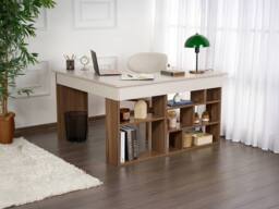 Vente-unique Corner Desk With Storage Units - Colour: Beige & Dark Natural in Brown - thumbnail 1