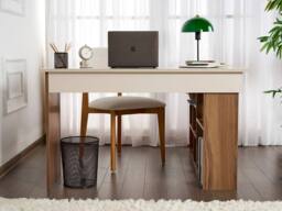 Vente-unique Corner Desk With Storage Units - Colour: Beige & Dark Natural in Brown - thumbnail 9