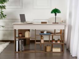 Vente-unique Corner Desk With Storage Units - Colour: Beige & Dark Natural in Brown - thumbnail 4