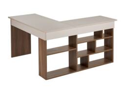 Vente-unique Corner Desk With Storage Units - Colour: Beige & Dark Natural in Brown - thumbnail 5