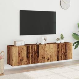 Berkfield Home TV Cabinets Wall-mounted 2 pcs Old Wood 80x30x41 cm in Brown - Size: 80 x 30 x 41 cm - thumbnail 2