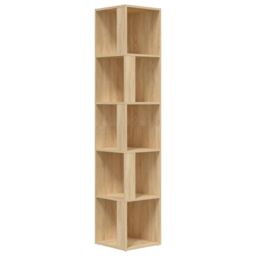 Berkfield Home Corner Cabinet Sonoma Oak 33x33x164.5 cm Engineered Wood in Brown - thumbnail 2