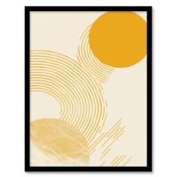 Artery8 Wall Art Print Modern Zen Abstract Yellow Boho Calm Design Art Framed Poster in Black - Size: A4 - thumbnail 1